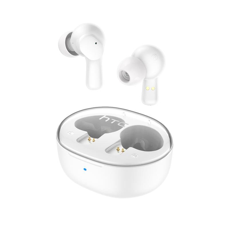 HTC True Wireless Earbuds 1 Bluetooth 5.3 Earphones, In-Ear Headphone ENC Noise Cancellation with Transparent Charging Case, 32-Hour Playtime/Built-In Mic/Touch Control -Crystal Purple