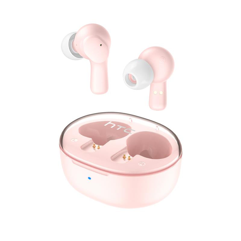 HTC True Wireless Earbuds 1 Bluetooth 5.3 Earphones, In-Ear Headphone ENC Noise Cancellation with Transparent Charging Case, 32-Hour Playtime/Built-In Mic/Touch Control -Crystal Purple